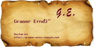 Graser Ernő névjegykártya